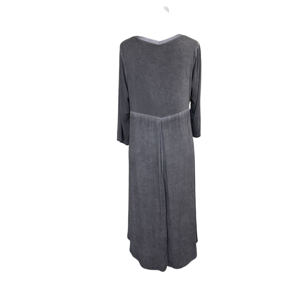 OIZIN Italy Asymmetric Mesh Overlay Midi Dress XL Gray Lagenlook Avant Garde - Picture 4 of 9